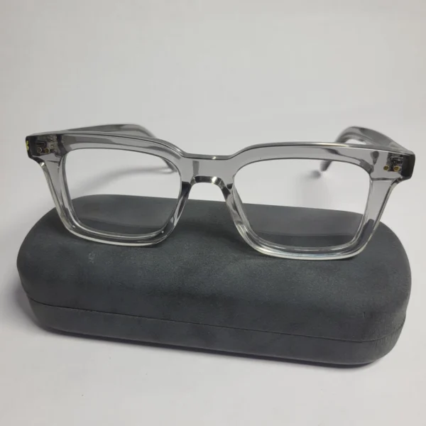 Designer Square Full-Rim Acetate Glasses - Clear