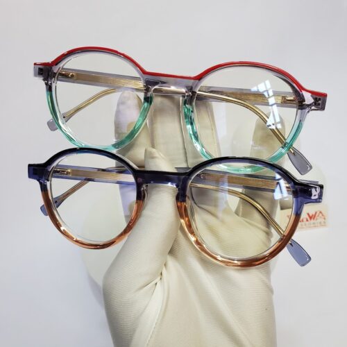 Designer Two-Tone Round Acetate Fashion Glasses