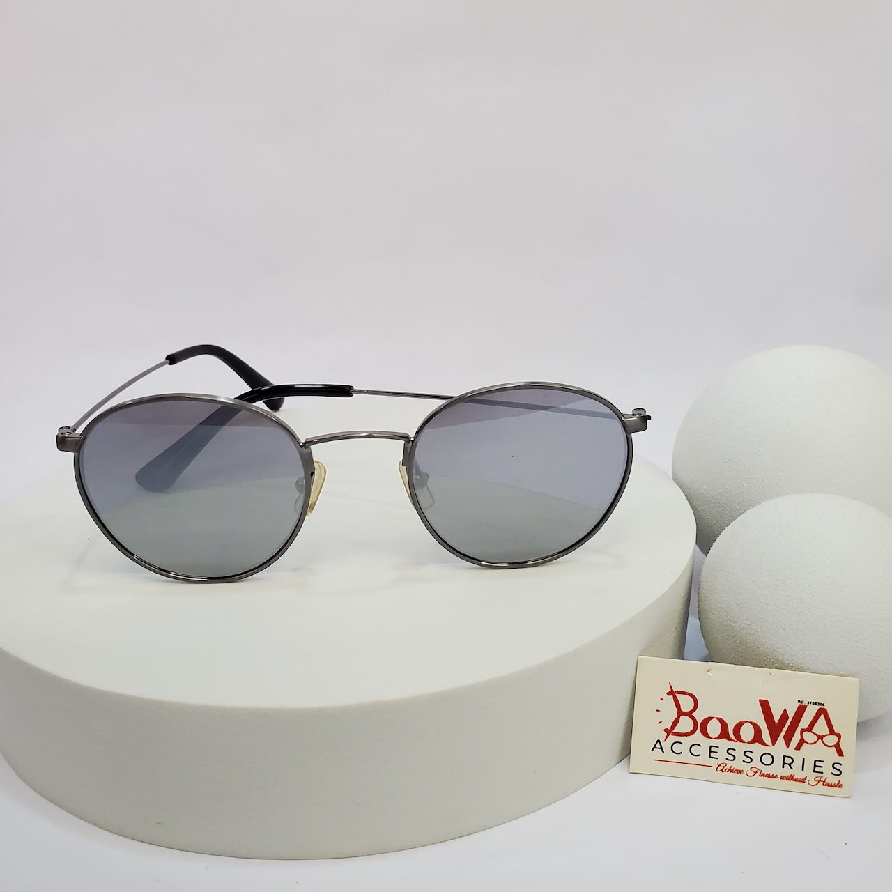 Designer Unisex Round Metal Frame Mirrored Sunglasses