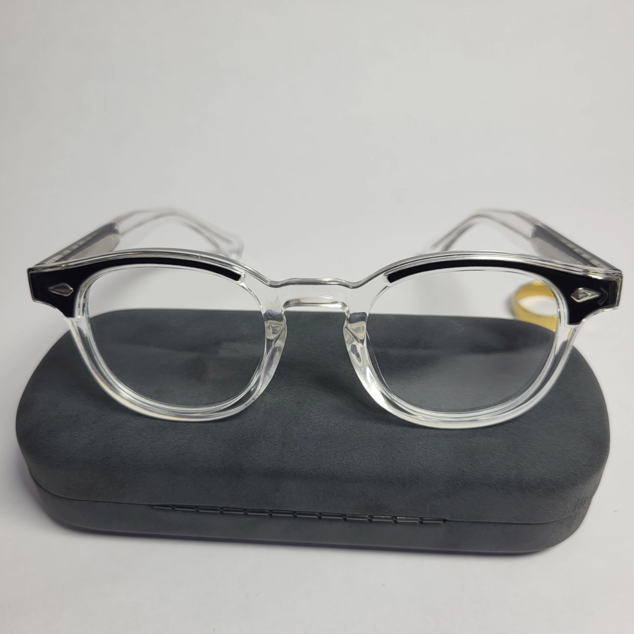 Designer Clear Acetate Browline Full-Rim Glasses