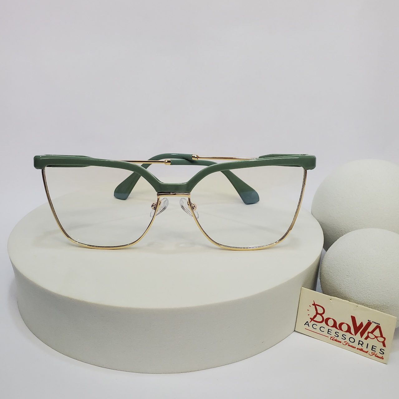 Designer Women's Cat-Eye Semi-Rimless Glasses Model 97782