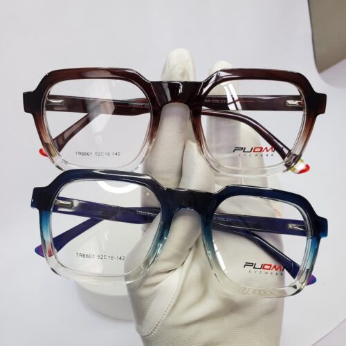 Puomn TR6601 Unisex Two-Tone Square Full-Rim Eyeglasses