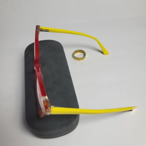 Designer Cat-Eye Striped Red  Yellow Fashion Glasses