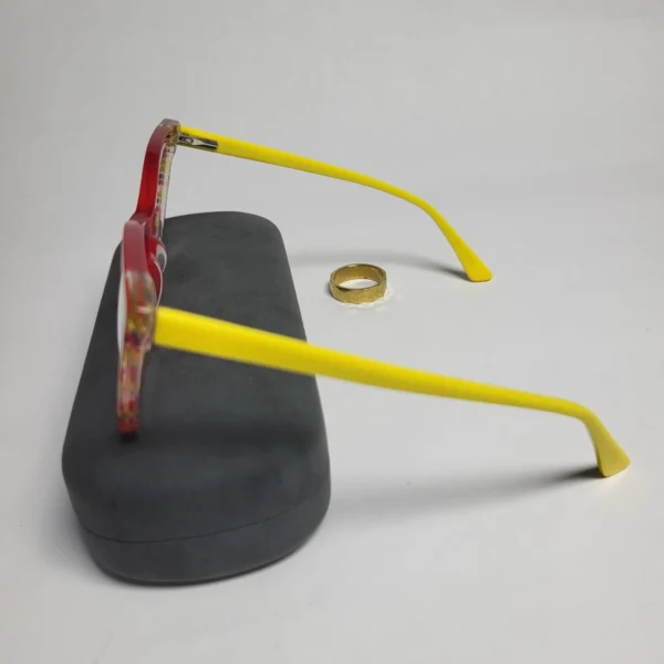 Designer Cat-Eye Striped Red  Yellow Fashion Glasses