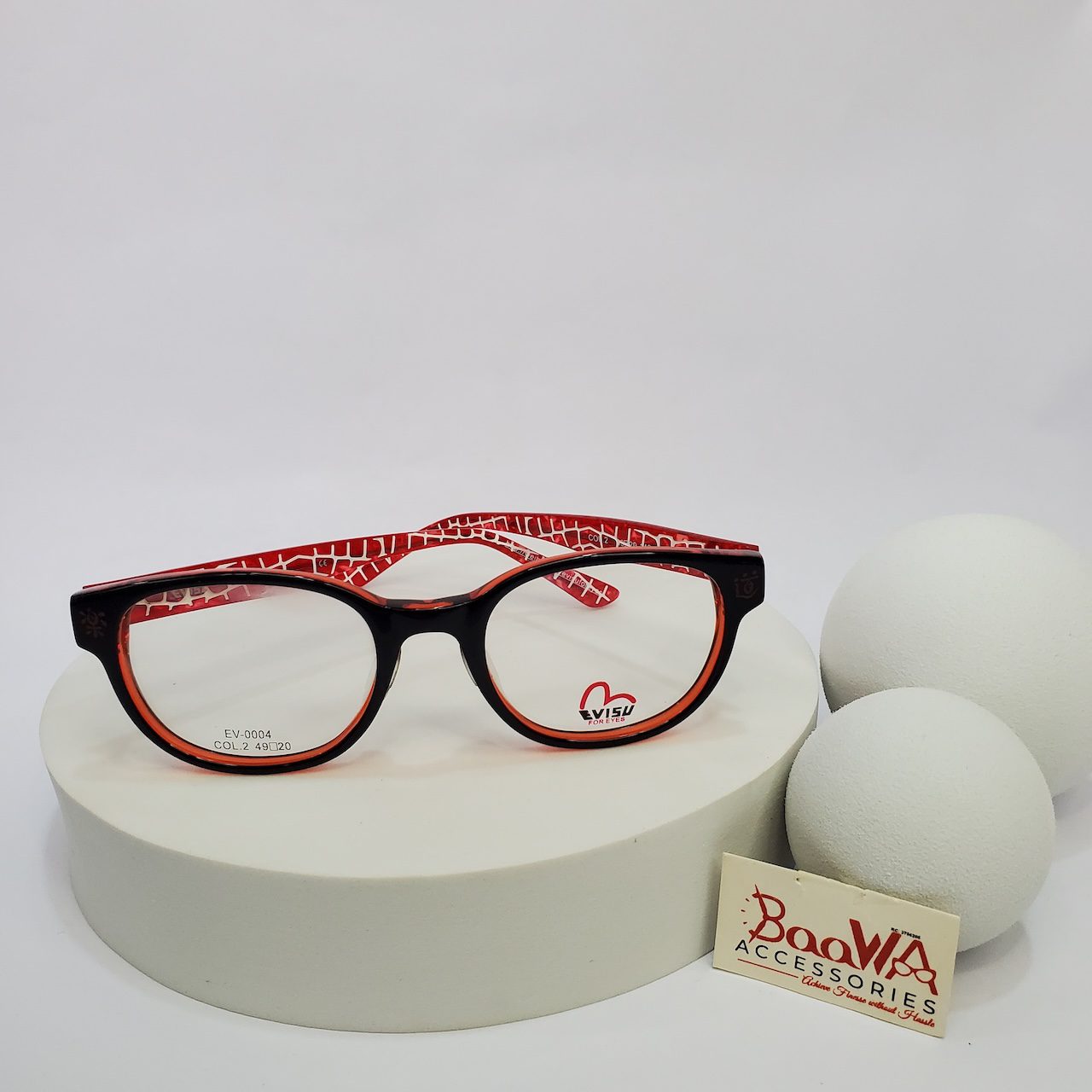 Evisu Black Red Patterned Full-Rim Fashion Eyeglasses