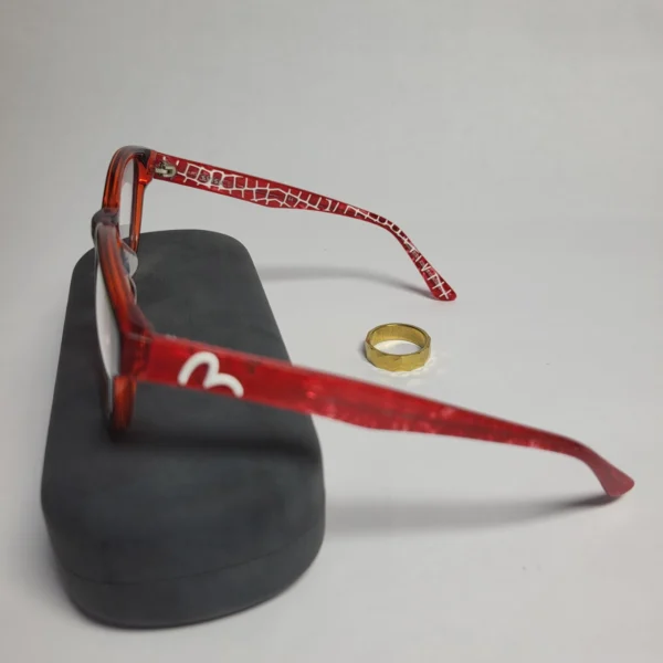Evisu Black  Red Patterned Full-Rim Fashion Eyeglasses