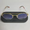 Gucci GG056820 Gold-Tone Metal Oval Blue Tinted Unisex Glasses