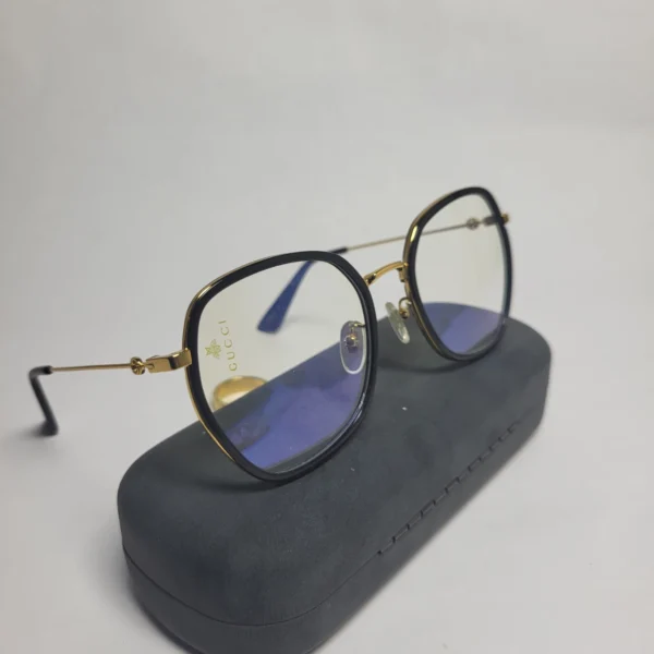 Gucci GG0591 Black Gold Geometric Blue Light Blocking Glasses