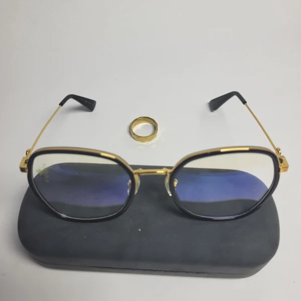 Gucci GG0591 Black Gold Geometric Blue Light Blocking Glasses