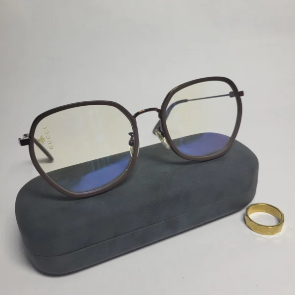 Gucci GG0591 Black Gold Geometric Blue Light Blocking Glasses