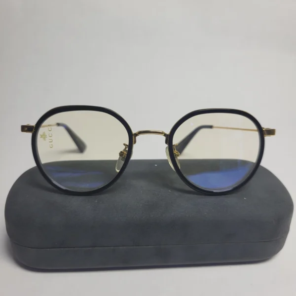 Gucci GG0591 Black Gold Geometric Blue Light Blocking Glasses