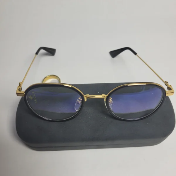 Gucci GG0591 Black Gold Geometric Blue Light Blocking Glasses