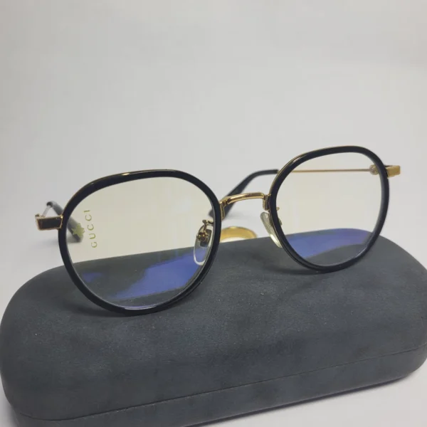 Gucci GG0591 Black Gold Geometric Blue Light Blocking Glasses