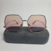 Gucci GG1005S Women's Hexagonal Gold Frame Pink Gradient Sunglasses
