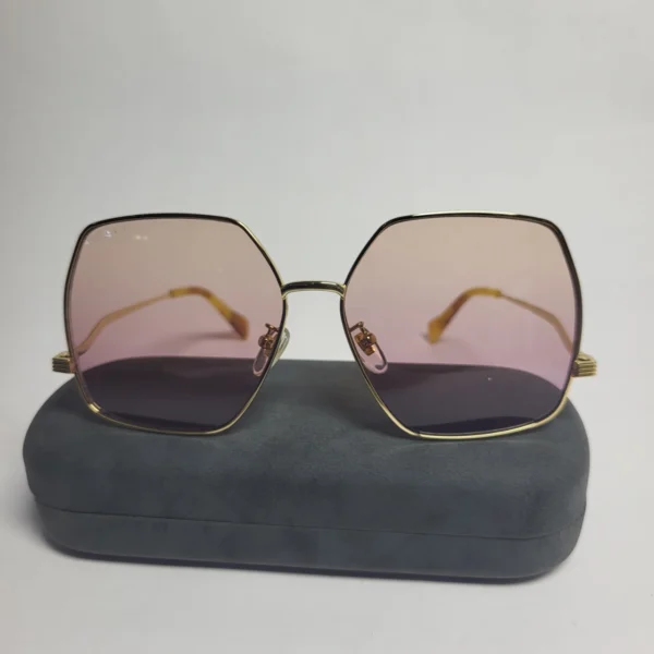 Gucci GG1005S Women's Hexagonal Gold Frame Pink Gradient Sunglasses