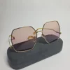 Gucci GG1005S Women's Hexagonal Gold Frame Pink Gradient Sunglasses