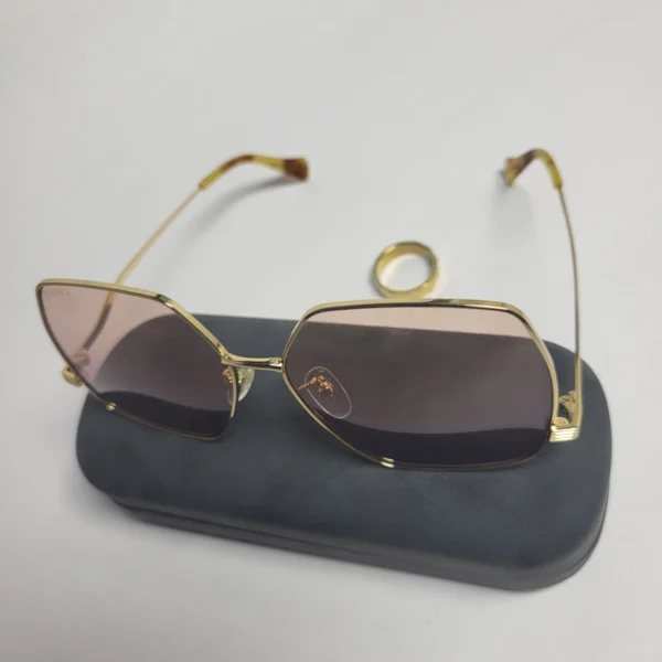 Gucci GG1005S Women's Hexagonal Gold Frame Pink Gradient Sunglasses