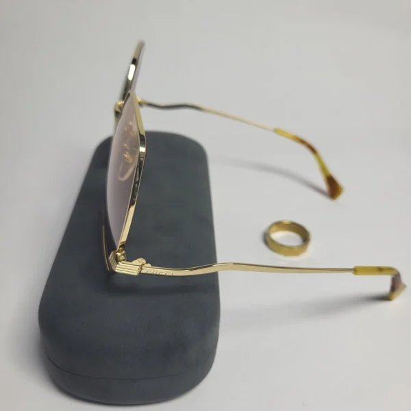 Gucci GG1005S Women's Hexagonal Gold Frame Pink Gradient Sunglasses