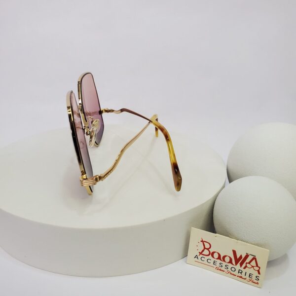 Gucci GG1005S Women's Hexagonal Gold Frame Pink Gradient Sunglasses