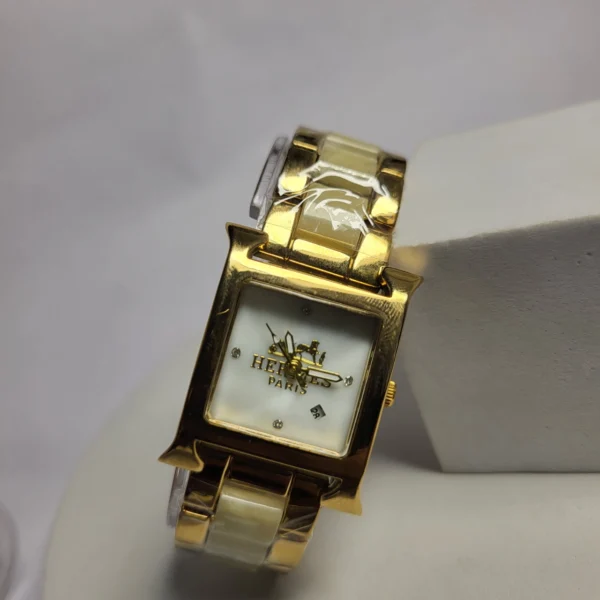 Hermès 6158 Women's Gold Rectangular Date Quartz Watch