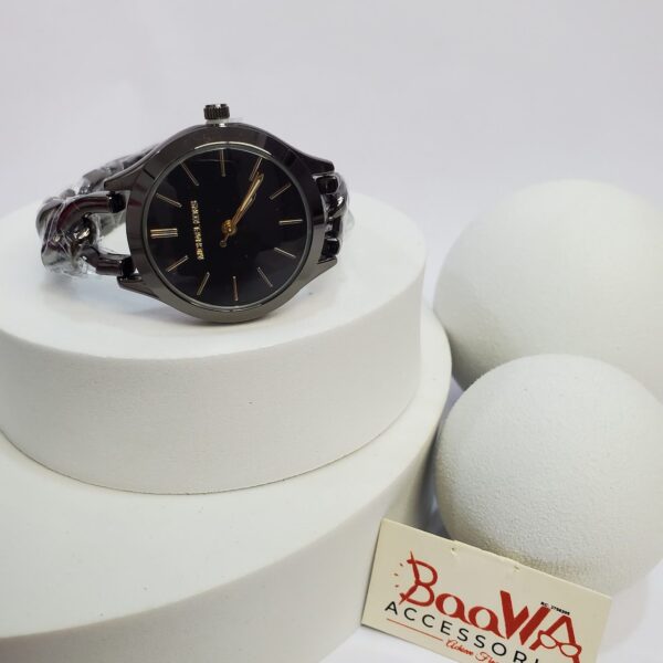 Michael Kors Women's Black Dial Gold Accent Chain Analog Watch