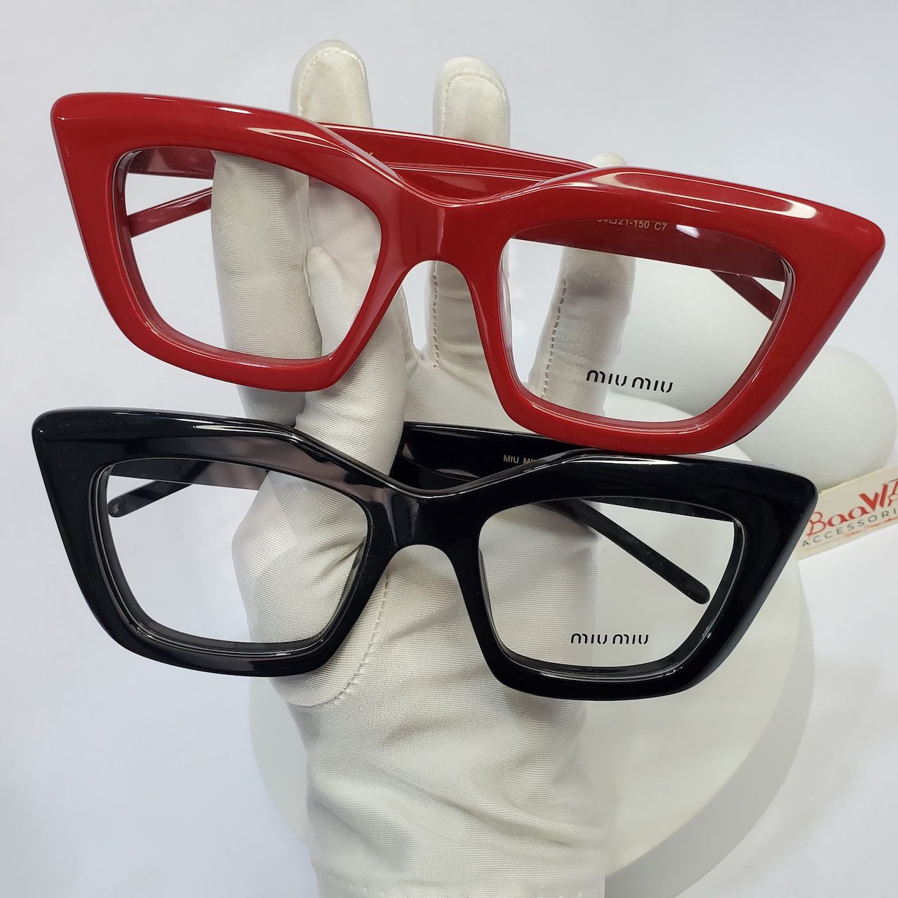Miu Miu 15NV Women's Cat-Eye Full-Rim Acetate Glasses (Red Black)