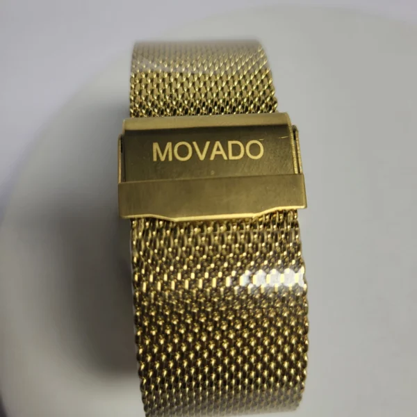 Movado 6052M Gold Stainless Steel Mesh Unisex Water Resistant Watch