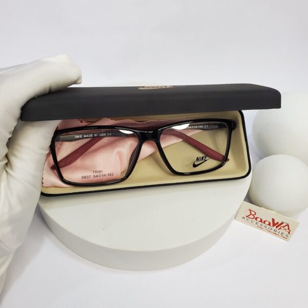 Nike TR90 Rectangle Frame Eyeglasses - Black with Red Accents