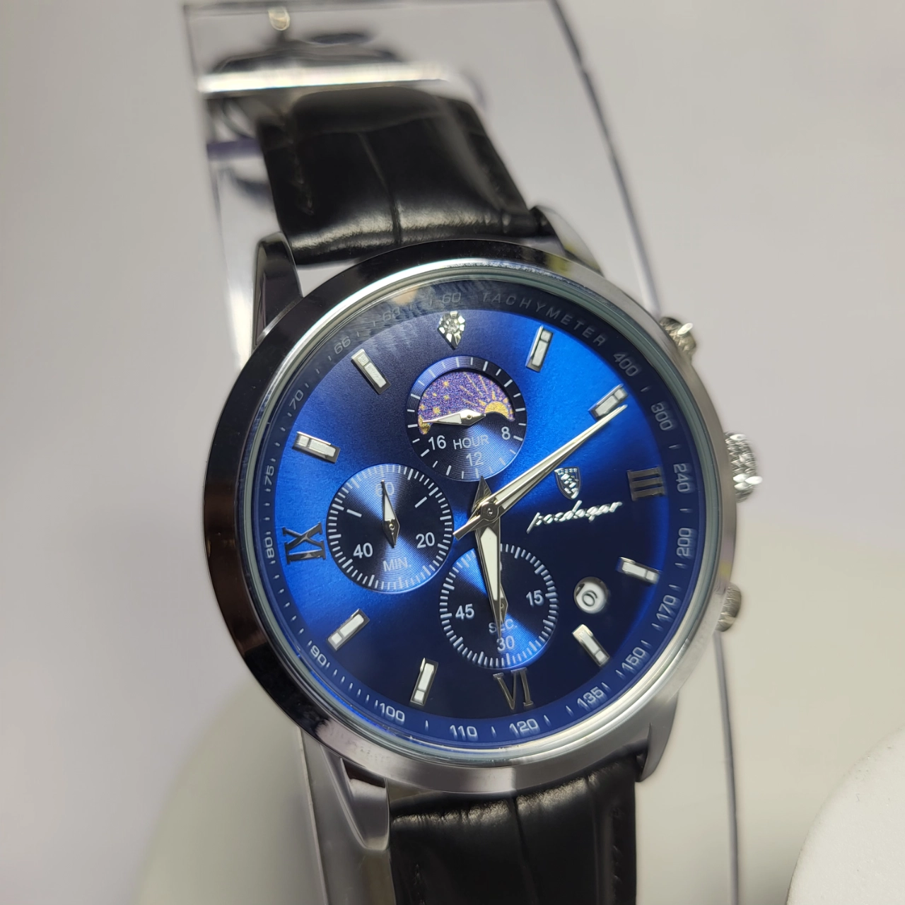 Poedagar 882B Men's Chronograph Stainless Steel Leather Watch