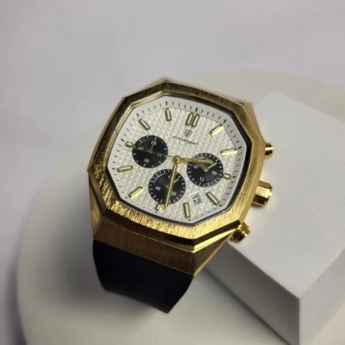 Poedagar P893 Men's Gold Chronograph Water Resistant Watch
