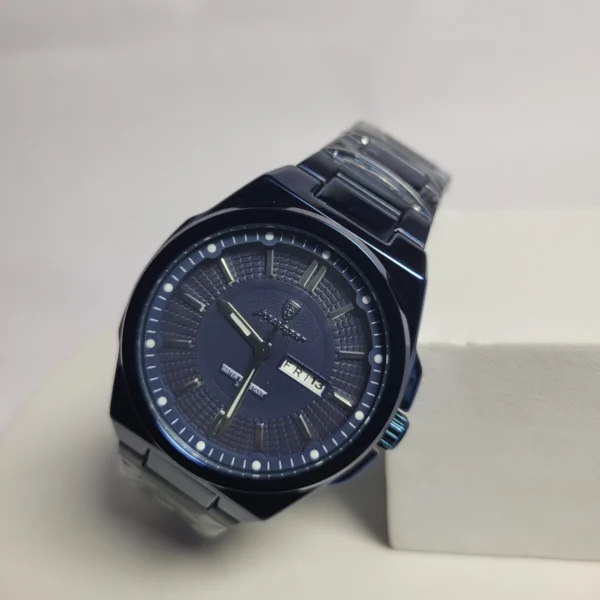 Poedagar Men's Black Stainless Steel Quartz Day-Date Water Resistant Watch 872B/896B