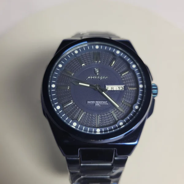 Poedagar Men's Black Stainless Steel Quartz Day-Date Water Resistant Watch 872B/896B