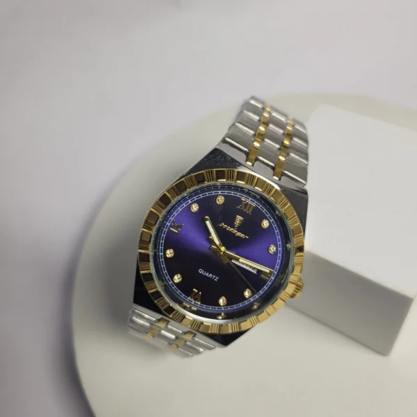 Poedagar Men's Black Stainless Steel Quartz Day-Date Water Resistant Watch 872B/896B