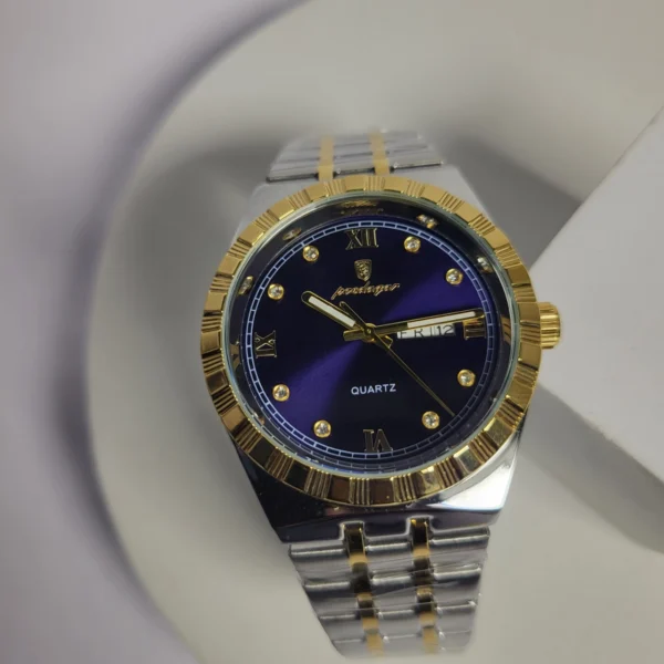 Poedagar Men's Black Stainless Steel Quartz Day-Date Water Resistant Watch 872B/896B