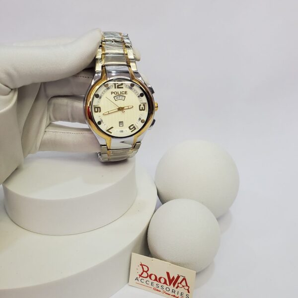 Police Day-Date Two-Tone Stainless Steel Men's Analog Watch 8614