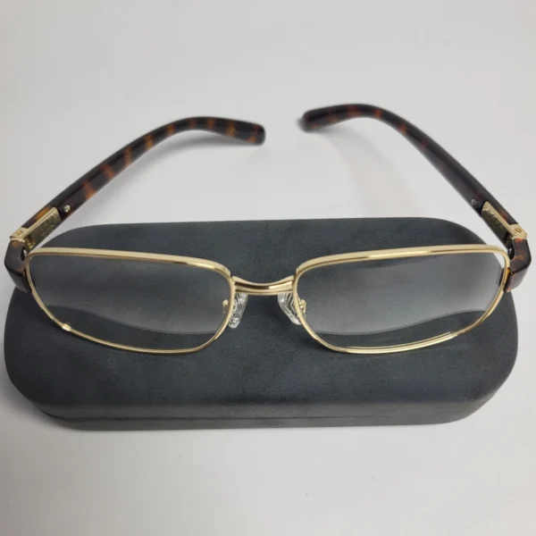 Prada Men's Rectangle Metal Frame Eyeglasses - Gold  Blue