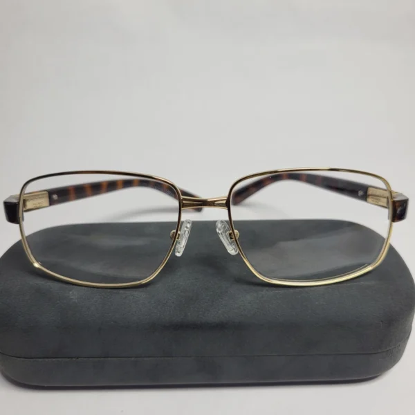 Prada Men's Rectangle Metal Frame Eyeglasses - Gold  Blue
