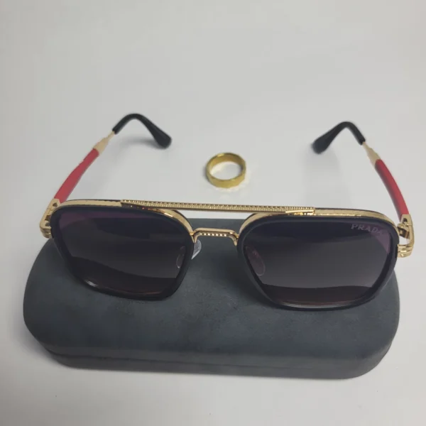 Prada C-277 Gold Frame Rectangle Sunglasses