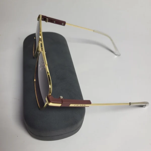 Prada ZL496 Aviator Square Sunglasses - Gold  Black