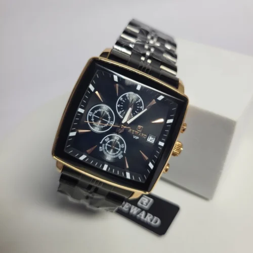 Reward Men's RD81100M Chronograph Water Resistant Gold Black Square Watch