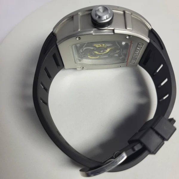 Richard Mille Skeleton Tonneau Men's Rubber Strap Watch