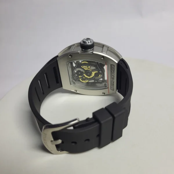 Richard Mille Skeleton Tonneau Men's Rubber Strap Watch