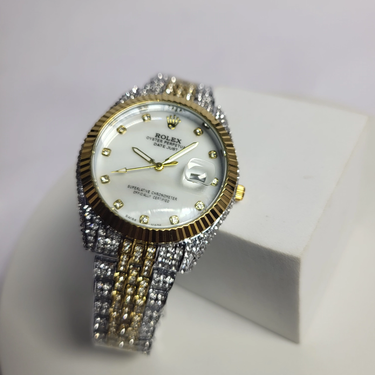 Rolex 9516G Iced Out Two-Tone Diamond Datejust Automatic Watch