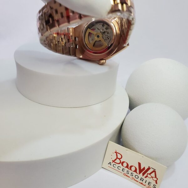 Rolex Rose Gold Stainless Steel Men's Luxury Watch with Honeycomb Dial