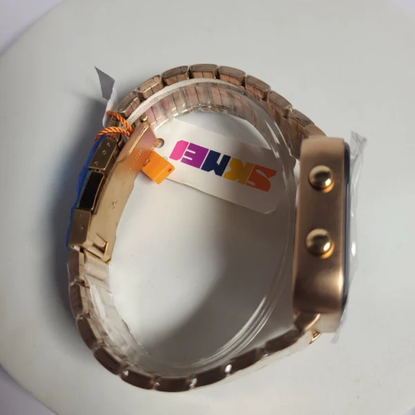 SKMEI Gold Digital 3D Pedometer Water Resistant Unisex Watch