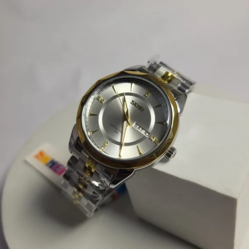 SKMEI 9268 Men's Two-Tone Stainless Steel Water Resistant Day-Date Watch