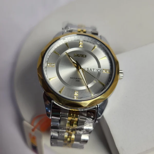SKMEI 9268 Men's Two-Tone Stainless Steel Water Resistant Day-Date Watch