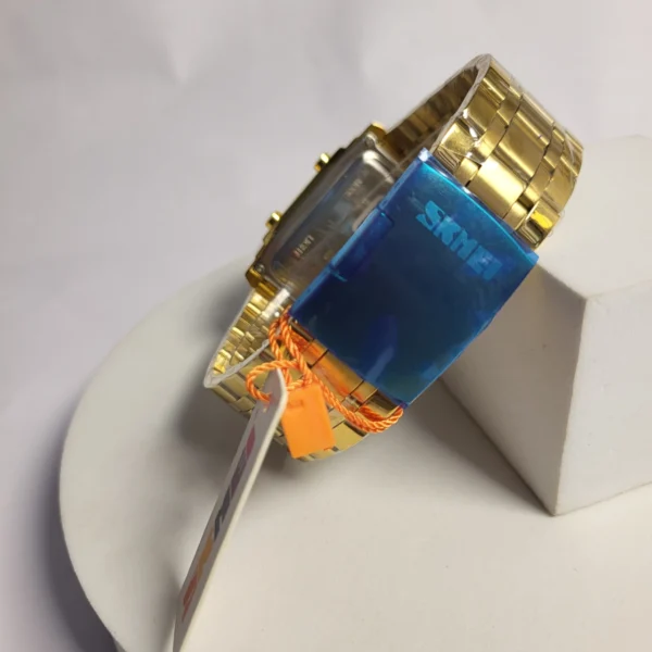 SKMEI 2273 Men's Gold Stainless Steel Dual Display Water Resistant Watch