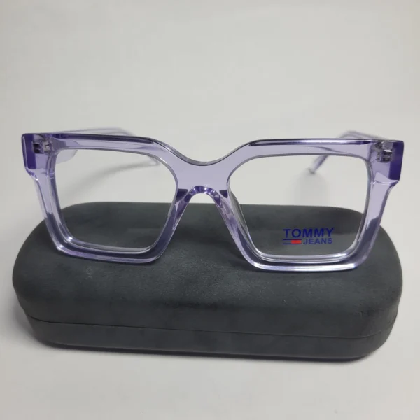 Tommy Jeans TH1598 Square Frame Prescription Ready Glasses (Black  Purple)