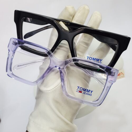 Tommy Jeans TH1598 Square Frame Prescription Ready Glasses (Black  Purple)